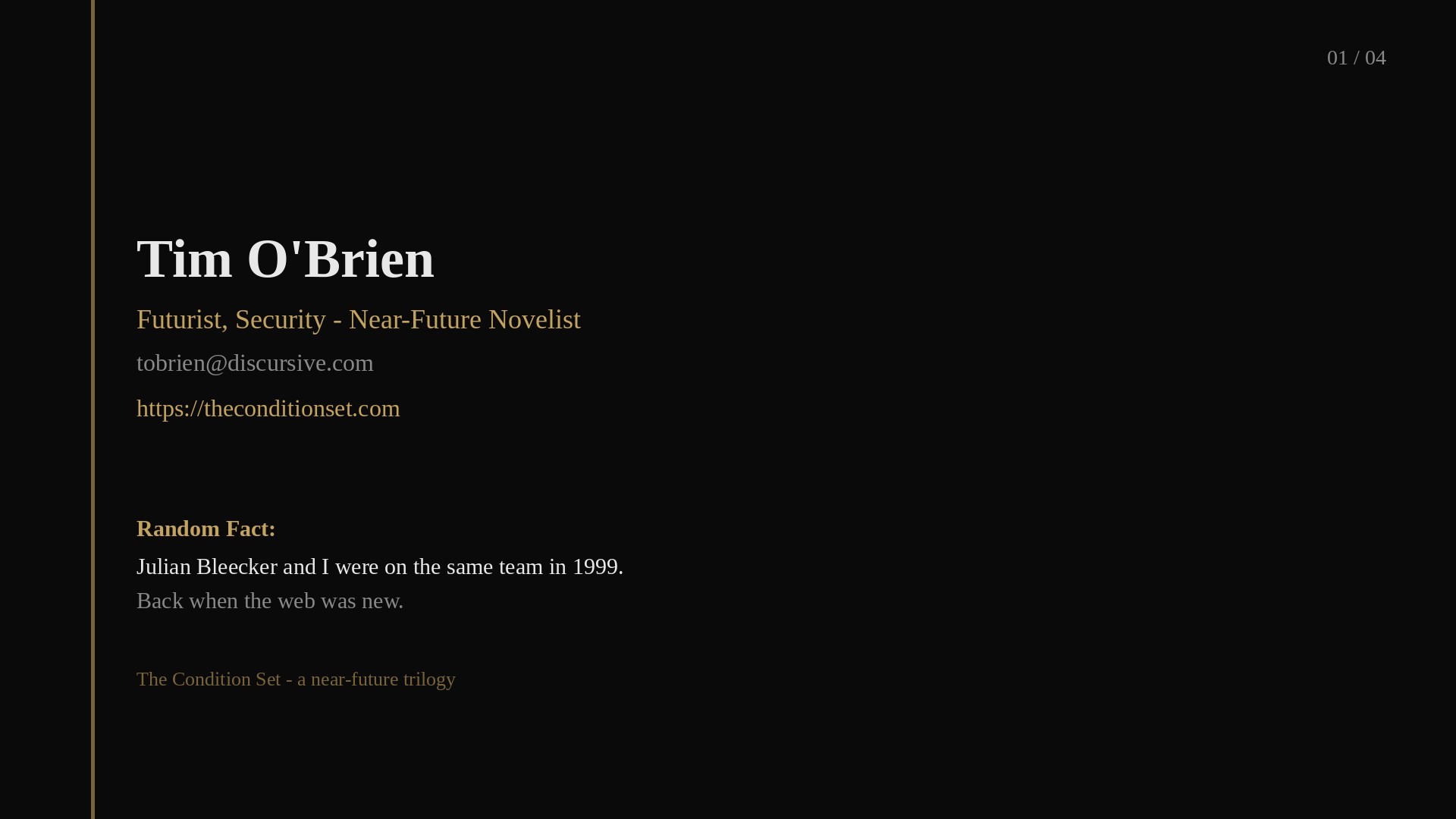Slide 1: Tim O'Brien introduction
